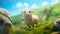 Cartoon Sheep In Studio Ghibli Style With Rubber Material