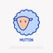 Cartoon sheep thin line icon