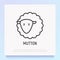 Cartoon sheep thin line icon. Modern vector illustration