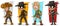 Cartoon sheriff and cowboy character vector set