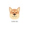 Cartoon Shiba Inu dog head with smiling facial expression