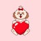 Cartoon shih tzu dog with heart love