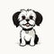 Cartoon Shih Tzu Dog Linotype Character Illustration