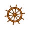Cartoon ship, sailboat steering wheel