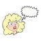 cartoon shocked female face with speech bubble