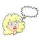 cartoon shocked female face with speech bubble