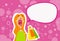 Cartoon Shopping Woman Scream Open Mouth Chat