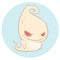 Cartoon shy baby ghost. Halloween funny phantom character mascot