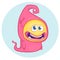 Cartoon shy baby ghost. Halloween funny phantom character mascot.