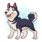 Cartoon siberian husky on white background