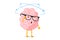 Cartoon sick human brain fainted dizzy. Central nervous system mascot with glasses dizziness. Human mind organ character