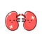 Cartoon sick kidneys organ character, unhealthy