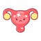 Cartoon sick uterus organ character, woman health