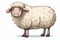 Cartoon Sideview of an Sheep that looks away on White Background