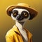 Cartoon Sifaka Lemur Illustration In Yellow And Black