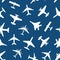 Cartoon Silhouette Airplane Seamless Pattern Background. Vector