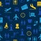 Cartoon Silhouette Airport Seamless Pattern Background. Vector