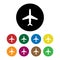 Cartoon Silhouette Black Airplane Set Different Types Travel Concept Element Flat Design Style. Vector illustration of Jet or Plan