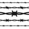 Cartoon Silhouette Black Barbed Wire Line Set. Vector