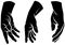 Cartoon silhouette human hands vector icons set