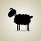 Cartoon silhouette of sheep standing sideways to