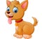 Cartoon silly sitting dog with red collar