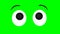 Cartoon simple blinking eyes with the emotion of surprise or raising eyebrows on a green chromakey background for