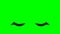Cartoon simple blinking looking angry eyes on green screen insert, chroma key green screen graphics motion weather icon