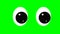 Cartoon simple blinking looking cat eyes on green screen insert, chroma key green screen graphics motion.. Super high