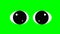Cartoon simple blinking looking cat eyes on green screen insert, chroma key green screen graphics motion.. Super high
