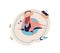 Cartoon single woman sunbathing, sitting on beach blanket in bikini, swimsuit. Tanning girl back. Sea rest, relaxing