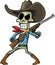 Cartoon skeleton cowboy with a gun