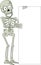 Cartoon skeleton holding blank sign