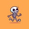 A cartoon skeleton running with his arms out. Generative AI image.