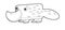 Cartoon sketch drawing australian scene with happy and funny platypus on white background - illustration