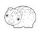 Cartoon sketch drawing australian scene with happy and funny wombat on white background - illustration