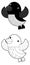 Cartoon sketch scene with flying bird little auk isolated on white background illustration