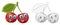 Cartoon sketch scene fruit smiling and looking cherry illustration