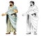 Cartoon sketch scene with roman or greek ancient character warrior