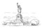 Cartoon Sketch of the Statue of Liberty, New York, United States