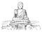 Cartoon Sketch of the Tian Tan or Big Buddha statue, Hong Kong