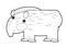 Cartoon sketchbook american scene with happy and funny tapir on white background - illustration