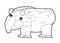 Cartoon sketchbook american scene with happy and funny tapir on white background - illustration