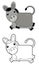 Cartoon sketchbook asian funny animal donkey isolated on white background - illustration