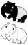cartoon sketchbook asian scene with happy and funny tapir on white background - illustration