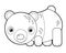 Cartoon sketchbook asian scene with panda bear on white background - illustration