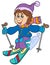 Cartoon skiing boy
