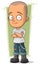 Cartoon skinhead in jeans with suspenders