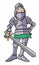 Cartoon skinny knight in armor