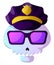 Cartoon skull with purple police hat vector illustartion